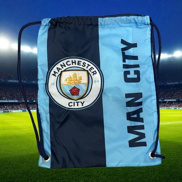 Manchester City Football Club Drawstring Backpack Bag Cinch Gym Logo 13 x 17" - Picture 1 of 13